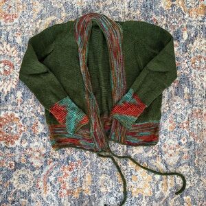 Multicolor Open Front Cardigan Sweater